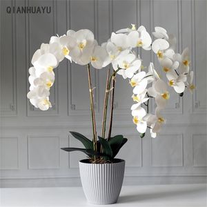 Dekoratif çiçek çelenkleri beyaz ipek kelebek orkide yapay çiçekler Phal 220823