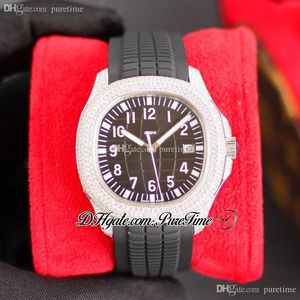 SF 40mm 5167a döşeli elmaslar A324 Otomatik Erkekler İzle Elmas Kılıf Siyah Arama Numarası İşaretleri Kauçuk Kayış Süper Sürüm Hip Hop Takı Saatler Puretime F025F6