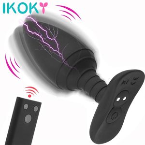 Секс-игрушка массажер Ikoky Electric Shock Vibrator E-Stim Anal Plugc