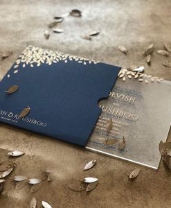 Convite de casamento personalizado 10pcs renda impressão colorida convites de cartão de acrílico azul real 220707
