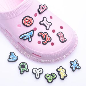 1pcs 12 takımyıldızlar pvc ayakkabı takıları sandal aksesuarları Terazi Oğlak Diy ayakkabı toka dekor fit croc