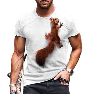 Erkek Tişörtler Erkek Sincap Tişört 3D Baskı Hayvan Grafik Güzel Desen Üstler Yuvarlak Boyun Büyük Yavru Yüz Tee Komik Evcil Pet T-Shirtmen