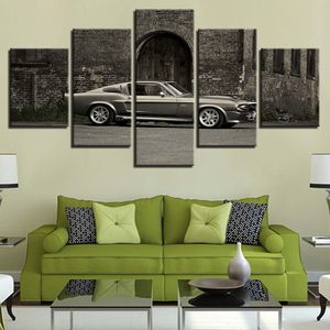 Ретро спортивные автомобиль и строительные модульные холст HD Пятницы плакаты дома декор стены искусство изображения 5 штук художественные картины без рамки