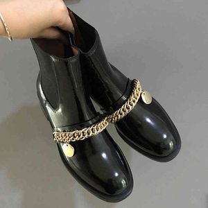 Boots Woman Elastic Band Modern Women Shoe Shiny Leather Ceelse Chelsea Ancle Designer 220815