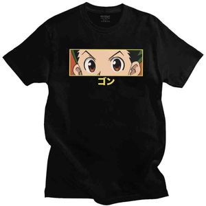 Hxh gon gözler tişört homme saf pamuk avcı x avcı tişörtleri yuvarlak boyun kısa kollu Japon manga anime tshirt hediye g220512