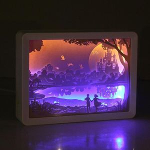Gece Işıkları USB 3D Kağıt Oyma Ev Yatak Başı Romantik Masa Lambaları Peri Masalı Kağıt Kesim Işık Çocuk Hediyeleri Ruh Halleri Lamba Gecesi