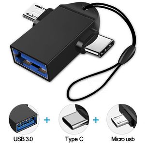 Тип C Micro USB OTG Converter 2in1 Мужской до USB 3.0 Женский разъем адаптера Мобильный мини-джек Splitter для Android U Disk Tablet
