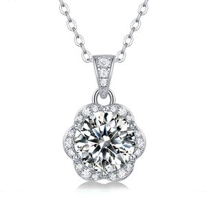 6.5mm 1.0 ct d renk moissanit yuvarlak parlak kesim 18k altın kaplama 45cm 925 Gümüş Kolyeler Toptan