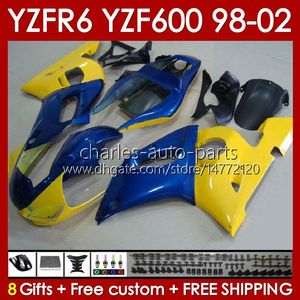 Body Kit für Yamaha YZF R6 R 6 98-02 YZFR6 98 99 00 01 02 Bodywork 145no.88 YZF 600 CC YZF-600 Rahmen YZF-R6 YZF600 600CC 1998 1999 2000 2001 2002 Abfunktionen GLOSSY GOSSY GOSSY BLK BLK