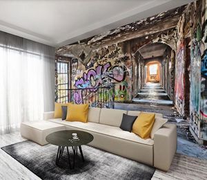 Özel 3D Duvar Kağıdı Duvar Avrupa Tarzı Koridor Graffiti Duvar Duvar Arka Plan Duvar Kağıtları Oturma Odası Yatak Odası Duvarlar Çıkartmalar TV Backdrop Papel Pintado Pared