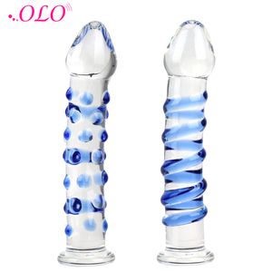 Olo Crystal Glass Dildos G-Spot анал задней заглушки сексуальные игрушки для женщины-мастурбатора для взрослых продуктов