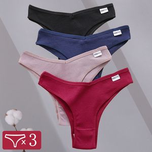 3Pcs Set Women Brazil Panties Cotton Low Waist Briefs Female Soft Underwear Ladies 8 Solid Color Girls M-XL Intimates Lingerie 220511