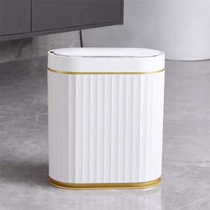 Smart Trash Bin Sensor Trash Can For Kitchen Garbage Tin For Bathroom Garbage Bin Family Living Room Cracks Trash Can 220408