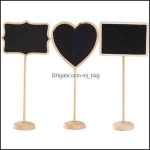 Altre forniture per feste di festa Casa Giardino Rec Legno a forma di cuore Mini Vintage Lavagna segnaposto Supporto per tavolo da dessert Wordpad M