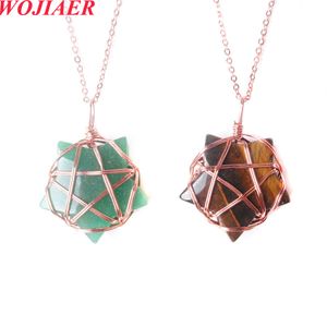 Colar de pendente de ouro rosa Pingente Wrap Wrap Crystal Natural Stone Jewelry Gift Bo973