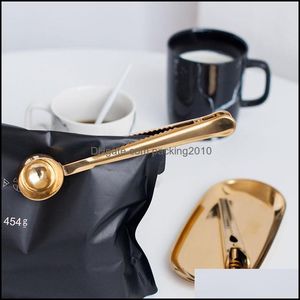 Altın Paslanmaz Çelik Kahve Kepçesi MTI-Fonksiyonel Çanta Sızdırmazlık Klip Kaşa Kaşığı İçecek Alışları Dalgalanan Teslimat 2021 Çay Mutfak Yemek Bar
