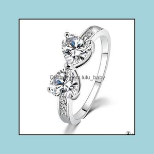 Кольца Band Wedding Оптовая корейская модная циркония стразы Cz Heart Australian Crystal Diamond Drop Del Baby Dhgtb