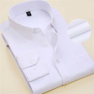 Marca de moda Camisa dos homens de manga longa Spring Solid Business Office Formal Men Dress Shirt Plus Size Macho Chemise 7xl 201124