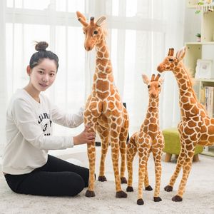 Büyük gerçek hayat zürafa peluş oyuncaklar sevimli doldurulmuş hayvan bebekleri yumuşak simülasyon bebek doğum günü hediyesi çocuk oyuncak yatak odası dekor w220402
