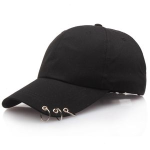 Unisex punk beyzbol şapkası ile yüzükler moda bboy ayarlanabilir gündelik snapback spor hip-hop top şapka kadınlar siyah pembe beyaz kaps