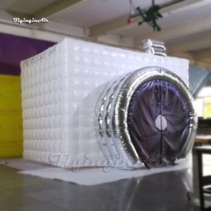 Parti Çadır Aydınlatma Beyaz Küp Şişme Fotoğraf Booth LED Hava Üstü Simüle Kamera Ile Simli Yakınlaştırma Yüzük Olay için