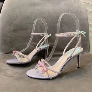Rene Caovilla Tasarımcıları En İyi Kaliteli Topuklar Yeni Kalite Kadın Sandalet Topuk Toka Parti Gelinlik Ayakkabıları Seksi Sırt Strap 100% deri taban