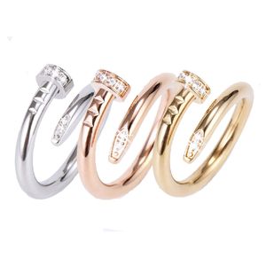 Aşk Yüzükleri Kadın Lüks Takı Titanyum Çelik Tırnak Yüzüğü Moda Casual Ladies Hediye CZ Diamond Sevgililer Günü Teklif Hediyesi