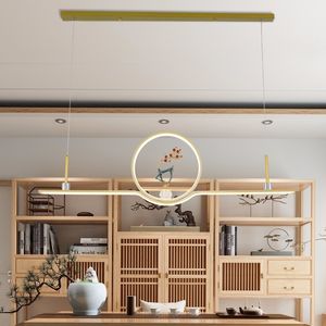 New Chinese Restaurant Pendant Lamps Bar Table Long Lamparas Zen Strip Simple Tea Room Study Lights Resin Hanging Light CD8027#