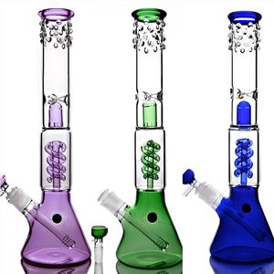 Roxo Verde Azul Vidro Bongs de Água Narguilé Bubbler Beaker Dab Rigs Percolater Dab Rig Bong Pipe Recycler Base Grossa 18mm Joint