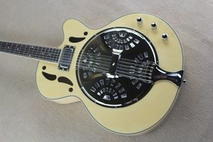 Гитара с металлическим покрытием Dobro Resonator Электрогитара без логотипа натуральная деревянная отделка Guitarra