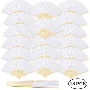 18pcs Vintage Summer White Hand Fan Fan Decorative Chinese Style DIY DIY FOLUNG FOR DANCE WEADVE 220505