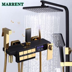 Thermostatic Bathroom Shower System Comfortable Spa Digital Bath Shower Set Quality Brass Wall Mounted LED Screen Bathtub Shower Mixer Tap