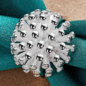 925 STERLING Gümüş Havai Fişek Mercan Yüzüğü Kadın Moda Düğün Nişan Takı Mücevherat