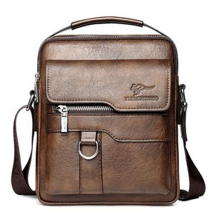 Kanguru Lüks Marka Vintage Erkek Çantaları Deri Omuz Erkekler Için İş Messenger Crossbody Erkek Moda Rahat Çanta 220624