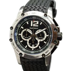 Montre de luxe erkek izle yarış tarzı Kuvars hareketi çelik kasa Aydınlık Spor lastik kauçuk kayış relojes lujo para hombre siyah kadran Kronograf Saatler