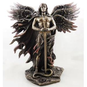 Bronz Seraphim Sixwinged Guardian, Kılıç ve Yılan Büyük Angel Heykel Reçine Heykelleri Ev Dekorasyonu Dekorasyonu 220617
