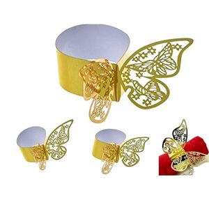 3D Kelebek Kağıt Peçete Yüzük Tutucular Düğün Partisi Yemekleri Serviette Masa Dekorasyon Lazer Kesme KDJK2205
