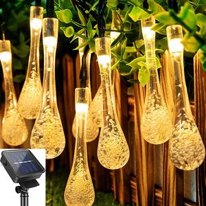 Струны праздничные солнечные светодиодные светодиодные светильники рождественские елочные декор для дома на открытом воздухе свадьба 2022 года подарки в водонепроницаемом