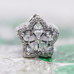 Игристая снежинка Pave Charm 925 Серебряные Pandora Подвески для браслетов DIY Ювелирные Изделия Комплекты Свободные бусины Серебро оптом 799224C01