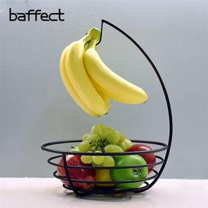 Практическая посуда металлическая корзина с фруктами Съемный банановый вешалка держатель хранения кухня для хранения кухня металлическая корзина с фруктами T200115