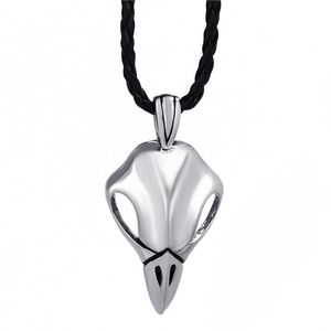 Подвесные ожерелья мужская серебряная ворона ворона череп олова Виккан бесплатно ожерелье Оптовые ювелирные изделия LP296Pendent