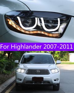 Highlander farlar için far xenon 2007-2011 kluger Hid LED LED sinyal gündüz koşu kafası ışığı yüz germe