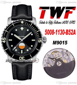 Дань TWF пятьдесят сами Miyota 9015 Automatic Mens Watch MIL-SPEC 5008-1130-B52A Стальный корпус черный циферблат Sail-Canvas Strap Super Edition Puretime A1