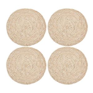 4 pezzi tovagliette tessute in paglia di mais tovagliette tonde in rattan intrecciato tappetini naturali fatti a mano pad isolante termico CX220325