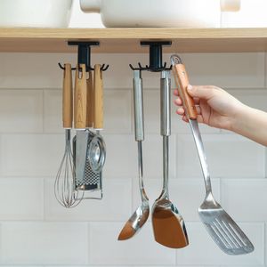 360 Degrees Rotated Kitchen Hooks Self Adhesive Home Wall Door Hook Handbag Clothes Ties Bag Hanger Storage Rack 3 Colors