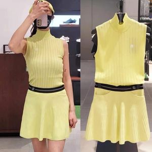 Golf Summer Ladies knit quick dry Top T shirt Short sleeve A line umbrella skirt suit bright color outdoor sports fashion 220712