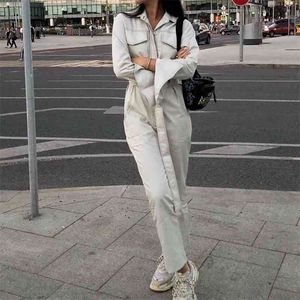 Осенние зимние ромгеры женская комбинезонская уличная одежда для створки джинсы с длинным рукавом белый черный 210521
