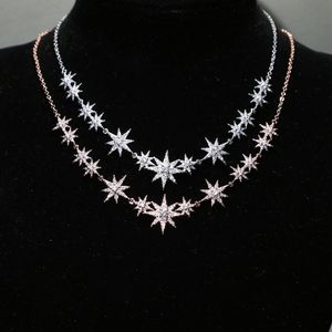 5A CZ Kübik Zirkonya Kıvılcım Bling Star Northstar Charm Kolye Link Zinciri Kadınlar Için Moda Charms Bildirimi Takı Toptan