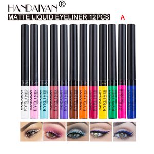 FDA Sertifikalı Renk Mat Eyeliner Sıvı Eyelinerler Su Geçirmez ve Anti Ter 12 ADET Bir Set Hızlı Kuru Parlak-Renk Çekmeden Renk