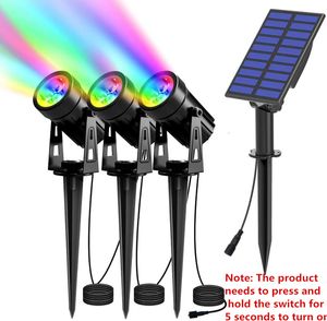 2ps светодиодные выращивание световой солнечной батареи Spotlight 2 Теплые белые светильники RGB Outdoor Dynamic Lamp Star с РЧ -дистанционным управлением
